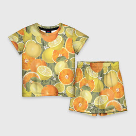 Детский костюм с шортами 3D с принтом Апельсины и Лимоны в Курске,  |  | fruits | lemons | oranges | summer | апельсины | лето | лимоны | фрукты