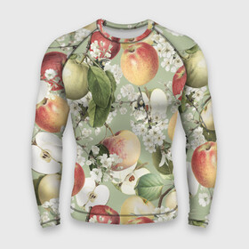 Мужской рашгард 3D с принтом Яблочный Сад в Курске,  |  | apples | flowers | garden | summer | лето | сад | цветы | яблоки