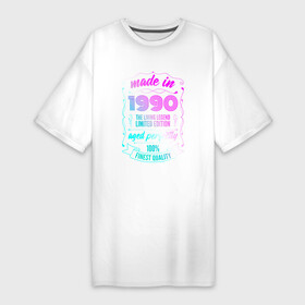 Платье-футболка хлопок с принтом Made in 1990 в Курске,  |  | 1990 | made in | ussr | брату | год | день | жене | маме | мужу | папе | рожден | рождения | сделано | сестре | ссср | юбилей