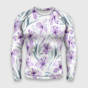 Мужской рашгард 3D с принтом Цветы Фиолетовые Нарисованные Акварелью в Курске,  |  | flowers | акварель | букет | нарисованные | природа | растение | фиолетовые | флора | цветы