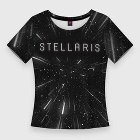 Женская футболка 3D Slim с принтом Stellaris  WARP в Курске,  |  | emblem | game | logo | stelaris | stellaris | игра | компьютерная игра | космическая игра | лого | логотип | стеларис | стелларис | эмблема