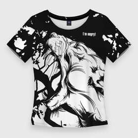 Женская футболка 3D Slim с принтом I m angry в Курске,  |  | angry | cougar | fangs | im angry | open mouth | predator | wild | дикая | злая | клыки | открытая пасть | пума | хищник | я в гневе