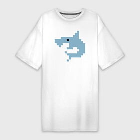 Платье-футболка хлопок с принтом Пиксельная акула в Курске,  |  | minecraft | shark | акула | акулы | белая | катран | квадраты | майнкрафт | пиксели | пиксель | рыба | селахия | тигровая | тупорылая | хищник | шарк