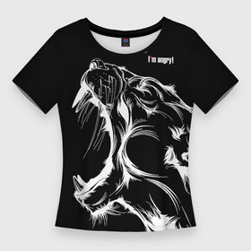 Женская футболка 3D Slim с принтом I m angry Cougar в Курске,  |  | angry | cougar | fangs | im angry | open mouth | predator | wild | дикая | злая | клыки | открытая пасть | пума | хищник | я в гневе