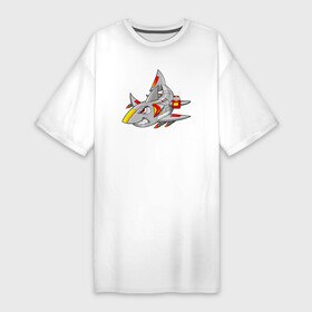 Платье-футболка хлопок с принтом Акула кибер  самолет в Курске,  |  | shark | акула | акулы | белая | катран | кибер | киборг | робот | рыба | самолет | селахия | тигровая | тупорылая | хищник | шарк