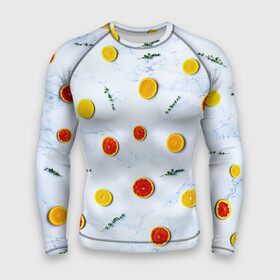 Мужской рашгард 3D с принтом Дольки апельсина и грейпфрута в Курске,  |  | апельсин | веточка | веточки | грейпфрут | дольки | еда | новый год | праздник | свежесть | фруктовый | фрукты | цитрусовый | цитрусы