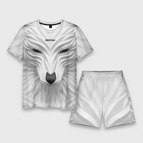 Мужской костюм с шортами 3D с принтом Волк белый  с надписью в Курске,  |  | wolf | арт | белый | волк | волкодав | волкодиночка | волкособ | детские | добрый | животные | одинокий волк | рисунок | рок | серый | серый волк | собака | узор | узоры