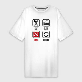 Платье-футболка хлопок с принтом Eat  Sleep  Dota  Repeat в Курске,  |  | dota | eat sleep repeat | logo | дота | игра | игры | лого | логотип | символ