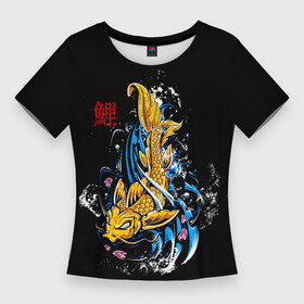 Женская футболка 3D Slim с принтом Китайская рыбка в Курске,  |  | cyprinus | карп | карп кои | китай | рыба | символ