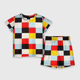 Детский костюм с шортами 3D с принтом MULTICOLORED SQUARE MOSAIC в Курске,  |  | абстрактный | желтый | забавный | квадраты | красный | красочный | многоцветный | мозаика | разноцветный | узор | цветной | черный | яркий