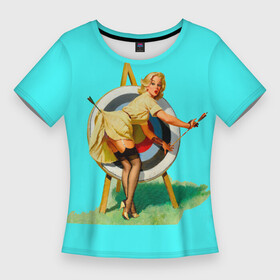 Женская футболка 3D Slim с принтом CHARMING TARGET в Курске,  |  | девушка | мишень | очаровательная | ретро | стрелы | цель