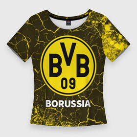 Женская футболка 3D Slim с принтом БОРУССИЯ + Краска в Курске,  |  | borussia | club | dortmund | footbal | logo | боруссия | дортмунд | знак | клуб | краска | краски | логотип | логотипы | символ | символы | форма | футбол | футбольная | футбольный