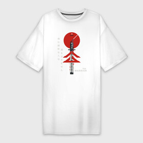 Платье-футболка хлопок с принтом Дух Воина в Курске,  |  | ghost of tsushima | japan | japanese style | гост тсусима | гхост цусима | иероглифы | кандзи | катана | киото | ниндзя | призрак цусимы | самурай | самурайский меч | токио | япония | японский стиль