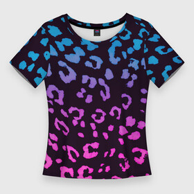 Женская футболка 3D Slim с принтом Леопардовый градиент в Курске,  |  | дикая кошка | дикие кошки | животные | кошка | леопард | паттернт | природа | текстура