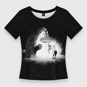 Женская футболка 3D Slim с принтом Морра в Курске,  |  | книга | морра | мрак | мультфильм | муми тролли | персонаж | свеча | туве | тьма | холод