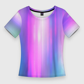 Женская футболка 3D Slim с принтом Northern lights, Северное сияние, неоновое свечение в Курске,  |  | blur | northern lights | абстрактный | неон | огоньки | полосы | размытый | розовый | северное сияние | фиолетовый