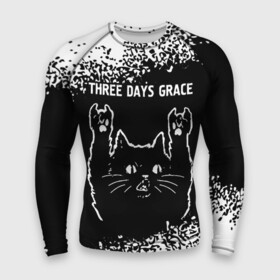 Мужской рашгард 3D с принтом Группа Three Days Grace и Рок Кот в Курске,  |  | band | days | grace | metal | rock | three | three days grace | грейс | группа | дэйс | кот | краска | рок | рок кот | спрей | три