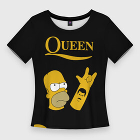 Женская футболка 3D Slim с принтом Queen Гомер Симпсон Рокер в Курске,  |  | gomer | homer | queen | quen | rock | simpson | simpsons | брайан мэи | гомер | группа queen | группа квин | джон дикон | квин | королева | король | роджер тейлор | рок | симпсон | симпсоны | фредди меркьюри