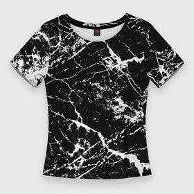 Женская футболка 3D Slim с принтом Текстура чёрного мрамора  Texture of black marble в Курске,  |  | fashion | marble | stone | texture | камень | мода | мрамор | текстура
