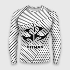 Мужской рашгард 3D с принтом Символ Hitman на светлом фоне с полосами в Курске,  |  | hitman | logo | глитч | игра | игры | лого | логотип | полосы | символ | хитман