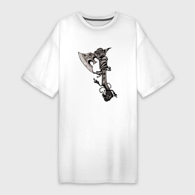 Платье-футболка хлопок с принтом Крутой боевой тату топор в Курске,  |  | axe | battle axe | blade | боевой топор | оружие | славянский боевой топор | тату | топор | холодное оружие