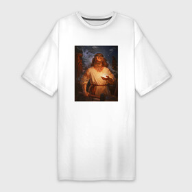 Платье-футболка хлопок с принтом Небесный огонь в руке Сварога в Курске,  |  | бог сварог | сварог | славяне | славянская религия | славянская символика | язычество
