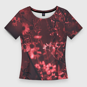 Женская футболка 3D Slim с принтом Цветы на закате в Курске,  |  | восход | закат | природа | ромашки | цветы