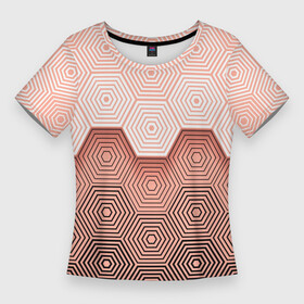 Женская футболка 3D Slim с принтом Hexagon Minimal в Курске,  |  | абстракция | бронь | броня | геометрия | рисунок | узор | шестиугольник
