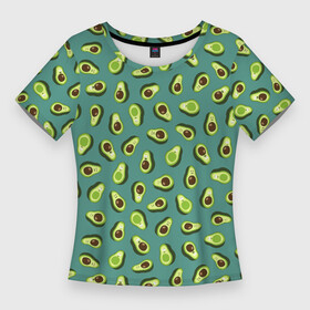 Женская футболка 3D Slim с принтом Веселый авокадо в Курске,  |  | Тематика изображения на принте: авокадо | веселый | детский | зеленый | летний принт | пляжный стиль | позитивные авокадо