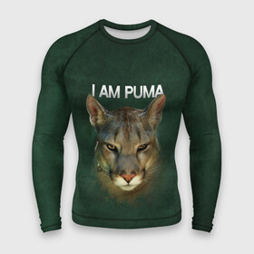 Мужской рашгард 3D с принтом I am puma Messi в Курске,  |  | Тематика изображения на принте: зверь | кошка | месси | надпись | пума