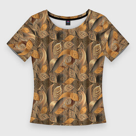Женская футболка 3D Slim с принтом Абстрактные объемные листочки в Курске,  |  | abstract | абстракция | бутоны | геометрия | калейдоскоп | кл | линии | паттерн | текстура | узор | узоры | цветы