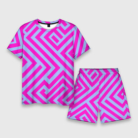 Мужской костюм с шортами 3D с принтом Trend pattern в Курске,  |  | blue | gradient | pink | градиент | розовый | тренд | трендовые цвета