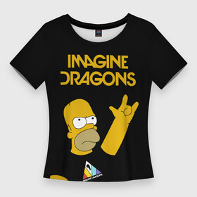 Женская футболка 3D Slim с принтом Imagine Dragons Гомер Симпсон Рокер в Курске,  |  | dragons | gomer | homer | imagine | imagine dragons | simpson | simpsons | вообрази драконов | гомер | драгонс | дрэгонс | именджин | имэджин | рокер | симпсон | симпсоны