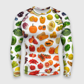 Мужской рашгард 3D с принтом VEGETABLE FRUIT ABUNDANCE в Курске,  |  | арбуз | банан | виноград | гранат | груша | дыня | капуста | клубника | кукуруза | лимон | лук | морковь | овощи | огурец | перец | помидор | фрукты | яблоки
