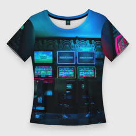 Женская футболка 3D Slim с принтом Неоновые игровые автоматы  Синий в Курске,  |  | Тематика изображения на принте: абстракция | автоматы | брату | девочке | девушке | другу | женщине | игровые автоматы | игры | мальчику | мужчине | неон | парню | подруге | разноцветный | сестре | сюрреализм | цвета