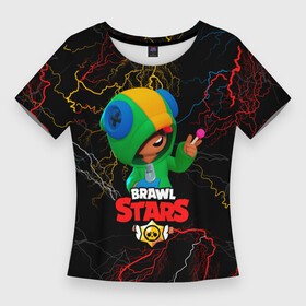 Женская футболка 3D Slim с принтом Brawl Stars Leon Молнии в Курске,  |  | brawl stars | leon | бравл старз леон | игры на мобильный | молнии