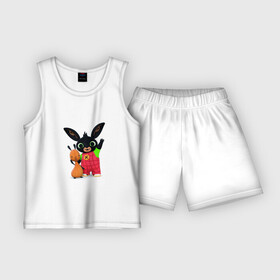 Детская пижама с шортами хлопок с принтом HARE WITH HIS FRIEND RABBIT в Курске,  |  | детские картинки | животное | забавные | кролик | лесное | цветные