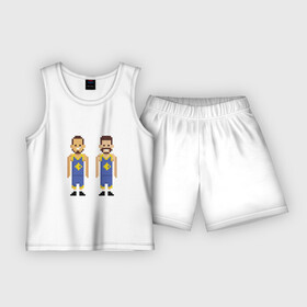 Детская пижама с шортами хлопок с принтом Карри и Клэй в Курске,  |  | basketball | game | golden s | nba | warriors | баскетбол | баскетболист | карри | мяч | нба | спорт | спортсмен
