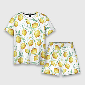 Мужской костюм с шортами 3D с принтом Лимоны Нарисованные Акварелью в Курске,  |  | Тематика изображения на принте: lemon | nature | summer | акварель | лето | лимон | нарисованые | природа | фрукты