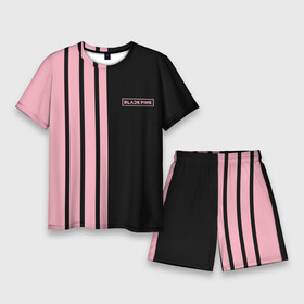 Мужской костюм с шортами 3D с принтом BLACKPINK  HALF BLACK PINK  MINI LOGO в Курске,  |  | black  pink | black pink | blackpink | jennie | jisoo | k pop | lalisa | группа | к поп | корейская группа | розовый | черный