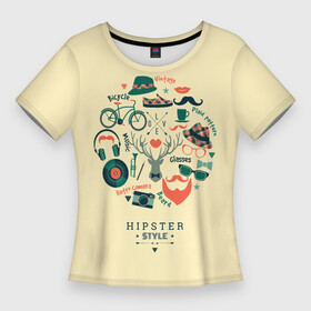 Женская футболка 3D Slim с принтом VINTAGE HIPSTER STYLE в Курске,  |  | 80 е | 90 е | винтаж | забавный | красочный | культура | модный | паровая волна | ретро | современный | стиль | узор | цвет