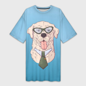 Платье-футболка 3D с принтом Офисный пес менеджер в Курске,  |  | коллега | менеджер | офис | пес | собака | собачка