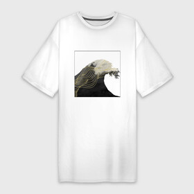 Платье-футболка хлопок с принтом Большая Волна Хокусай Узор в Курске,  |  | абстрактный узор | абстракция | большая волна | большая волна в канагаве | волна | картина | хокусай