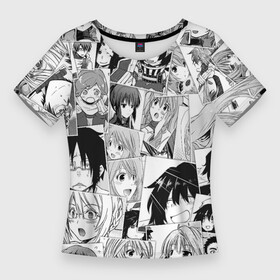 Женская футболка 3D Slim с принтом Log Horizon pattern в Курске,  |  | akatsuki | anime | isaac | log horizon | marielle | naotsugu | nyanta | shiroe | акацуки | аниме | анимэ | исаак | мэриэлль | наоцугу | нянта | покорение горизонта | сироэ | хроники горизонта