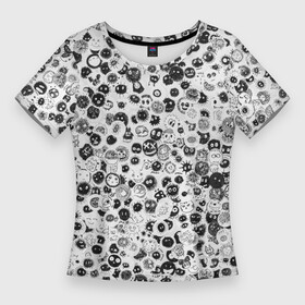 Женская футболка 3D Slim с принтом Micro smileys в Курске,  |  | Тематика изображения на принте: паттерн | смайл | смайлики | смайлы | черно   белая