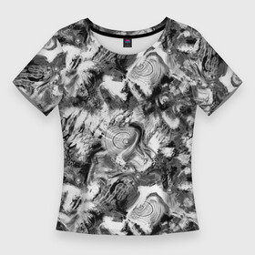 Женская футболка 3D Slim с принтом Абстрактный в серых тонах фон с головой рыбы в Курске,  |  | abstract background | fish | абстрактный узор | для рыбака | камуфляж | рыба | рыбалка | серый | черно белый