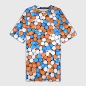 Платье-футболка 3D с принтом Глянцевые Разноцветные Шарики в Курске,  |  | ball | holiday | глянец | мячики | праздник