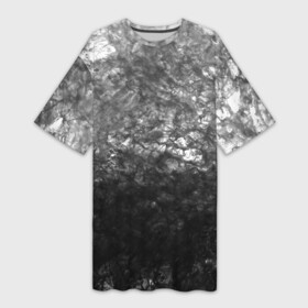 Платье-футболка 3D с принтом Текстура камня черно белый узор в Курске,  |  | abstract | black and white | fashionable | мраморный | текстура камня | черно белый
