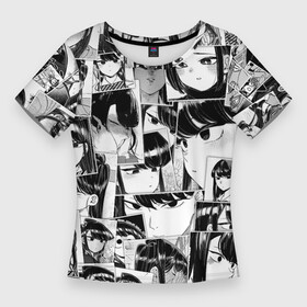 Женская футболка 3D Slim с принтом Komi san pattern в Курске,  |  | anime | komi san wa comyushou desu | komi san wa komyushou desu | shouko komi | аниме | анимэ | у коми проблемы с общением | шоко коми