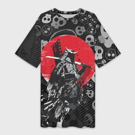 Платье-футболка 3D с принтом Призрак Цусимы  Самурай  Красное солнце  Япония в Курске,  |  | ghost of tsushima | skull | абстракция | брызги | красное солнце | меч | призрак цусимы | самураи | самурай | цусима | цушима | череп | черепа | япония